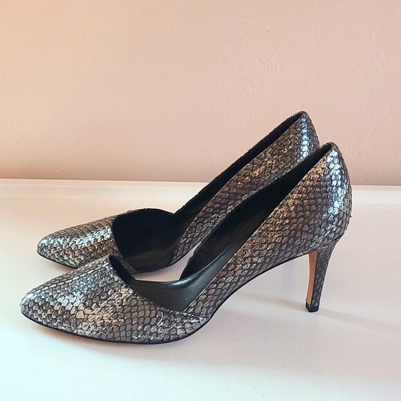 Rebecca Minkoff " Brie" D'orsay pumps, Charcoal snake print Size 10 - Picture 2 of 13